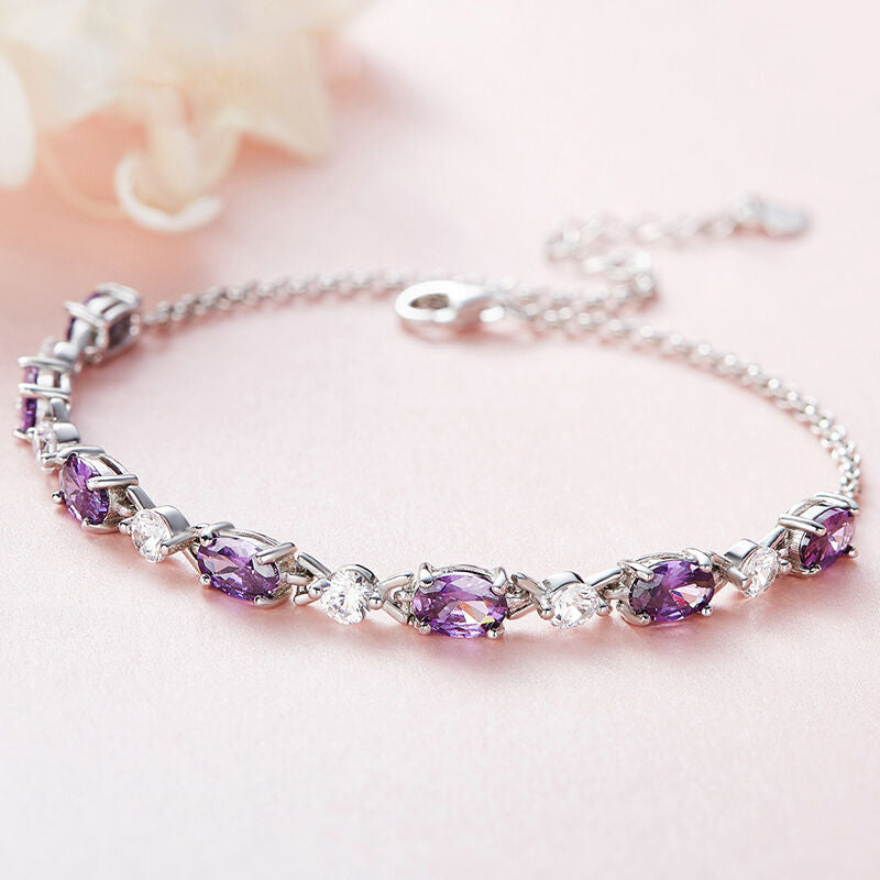 Amethyst Silver Couple's Sterling Silver Bracelet