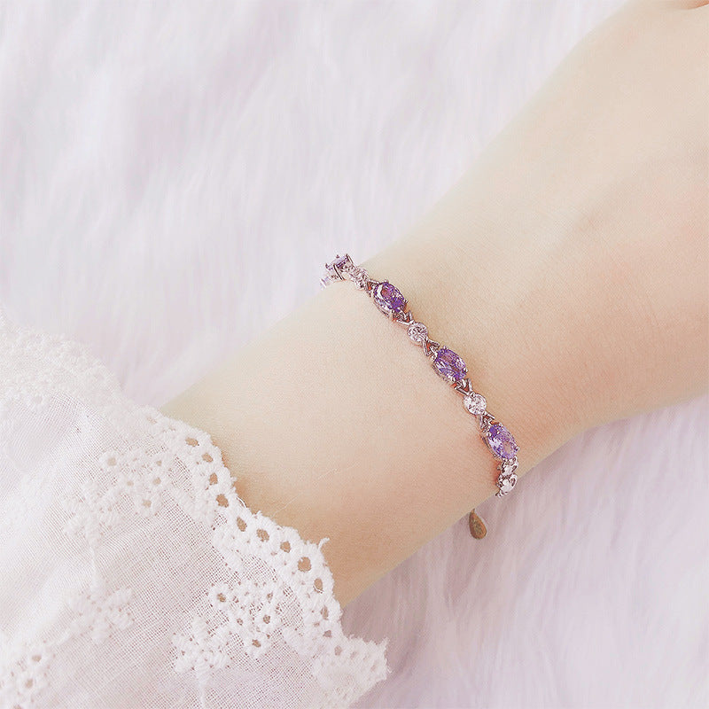 Amethyst Silver Couple's Sterling Silver Bracelet